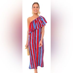 Pomander Place Painterly Stripe Florencia One Shoulder Dress
